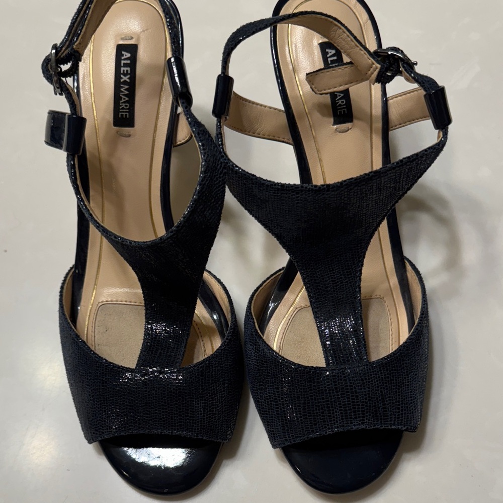 Alex Marie Patent Navy heels